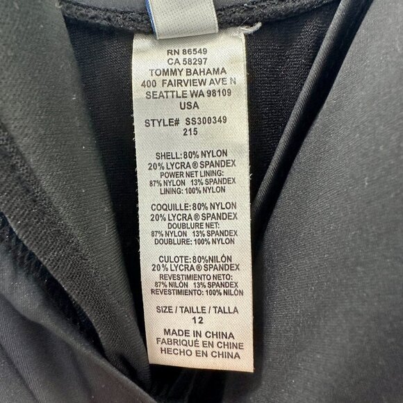 Tommy Bahama Pearl Clara Wrap One Piece Swimsuit Black Size 12 Tummy Control - Picture 11 of 12